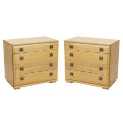 Pair Cerused Oak Bachelor Chests Dressers by Mengel