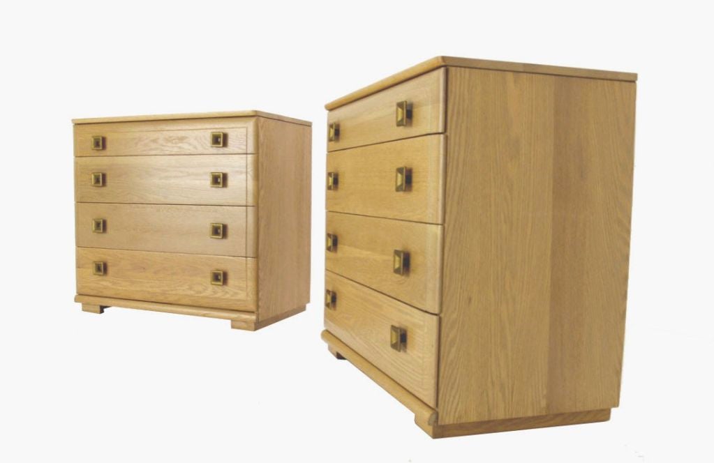 Mid-20th Century Pair Cerused Oak Bachelor Chests Dressers by Mengel