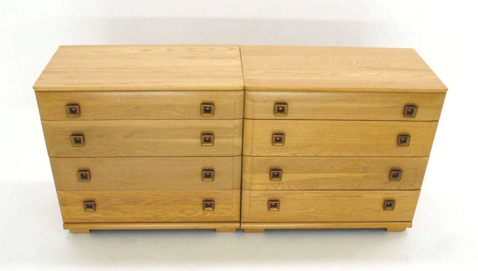 Pair Cerused Oak Bachelor Chests Dressers by Mengel 3