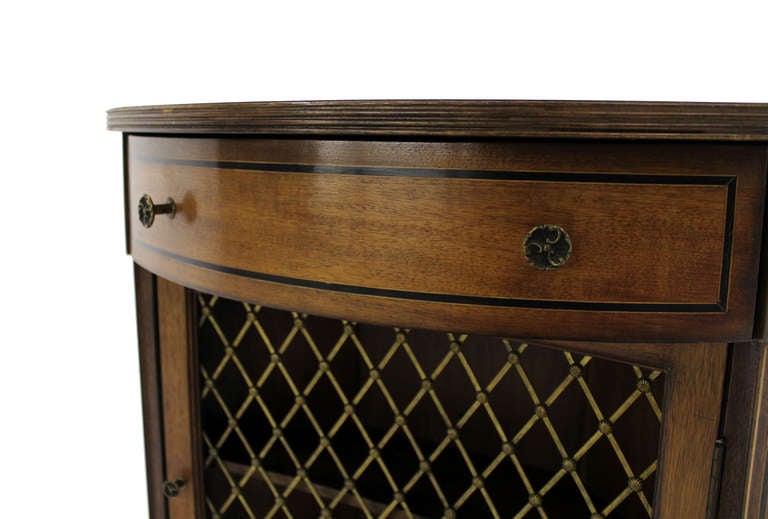 Regency Zebra Wood Round Center Table Bookcase Cabinet Paw Feet