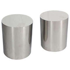 Pair of Polished Chrome Steel, Tube Base End Tables from the Pace Collection Pair of Polished Chrome Steel, Tube Base End Tables from the Pace Collection