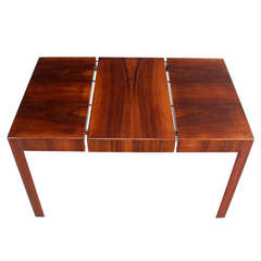 Oiled Walnut Italian Mid-Century Modern Game or Dining Table with One Leaf 7