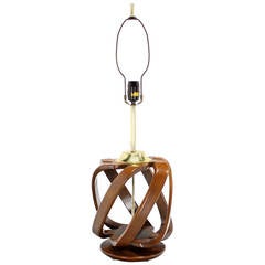 Twisted Walnut Sculptural Base Table Lamp