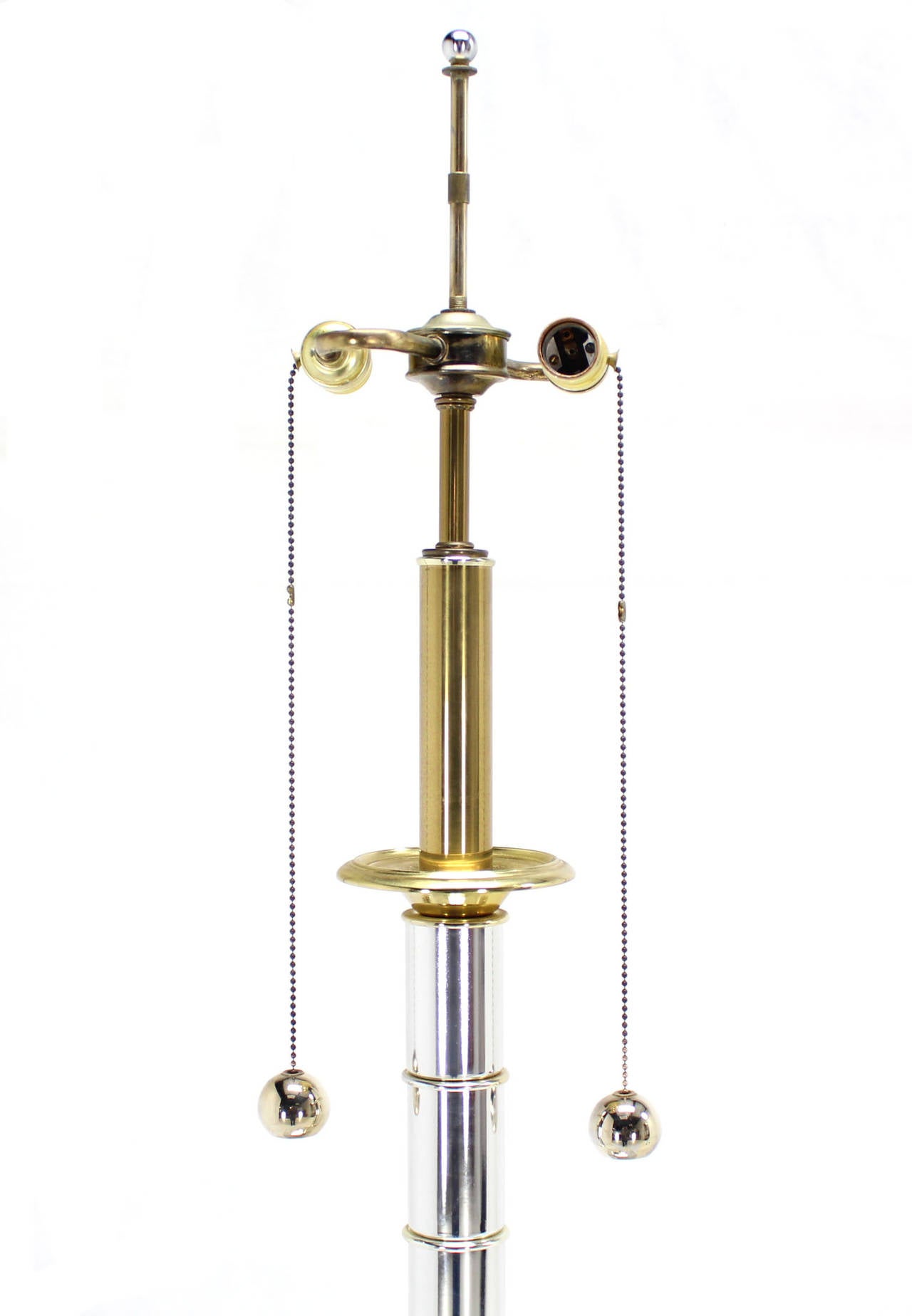 Faux Bamboo Chrome and Brass Table Lamp In Excellent Condition In Rockaway, NJ
