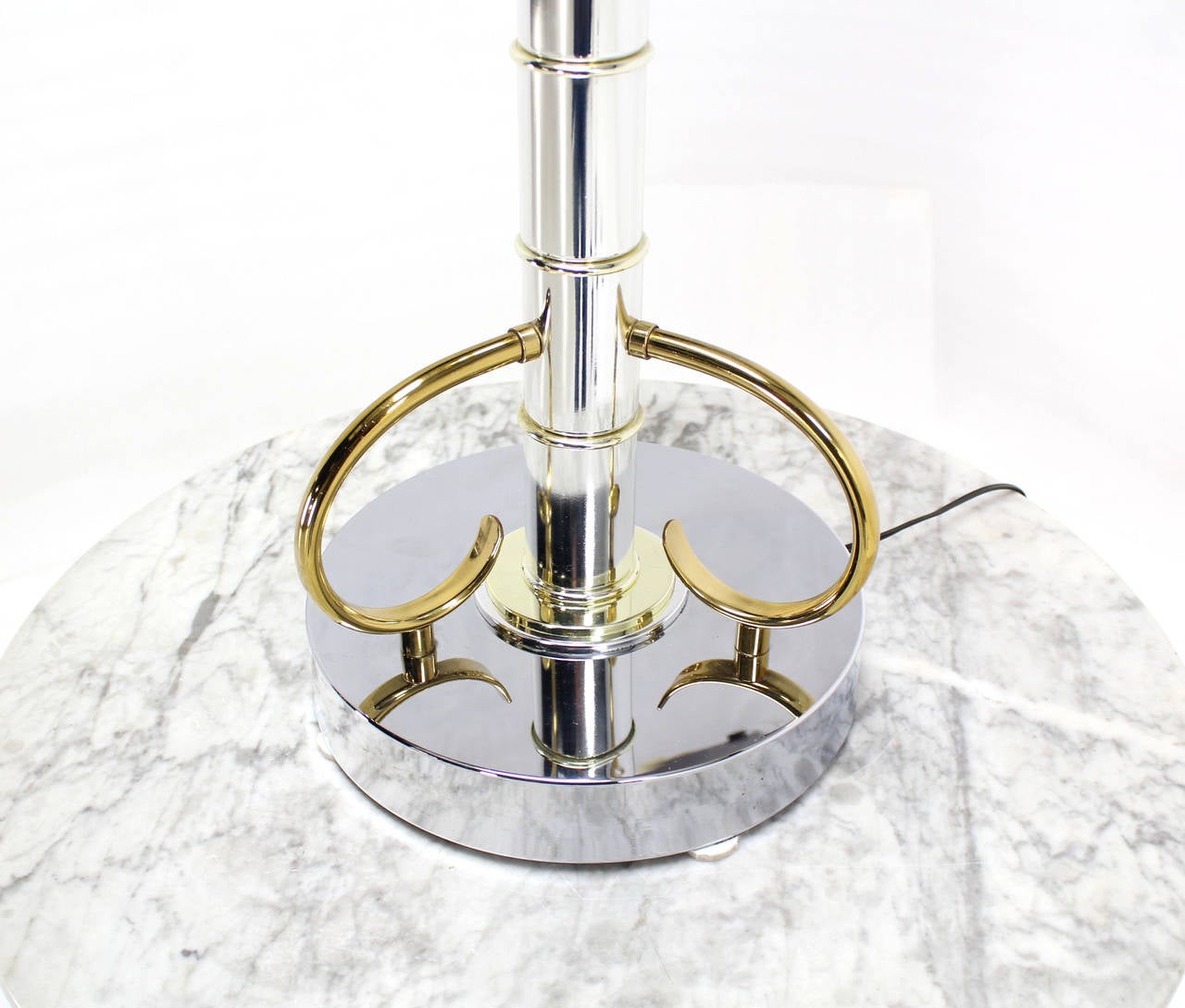 American Faux Bamboo Chrome and Brass Table Lamp