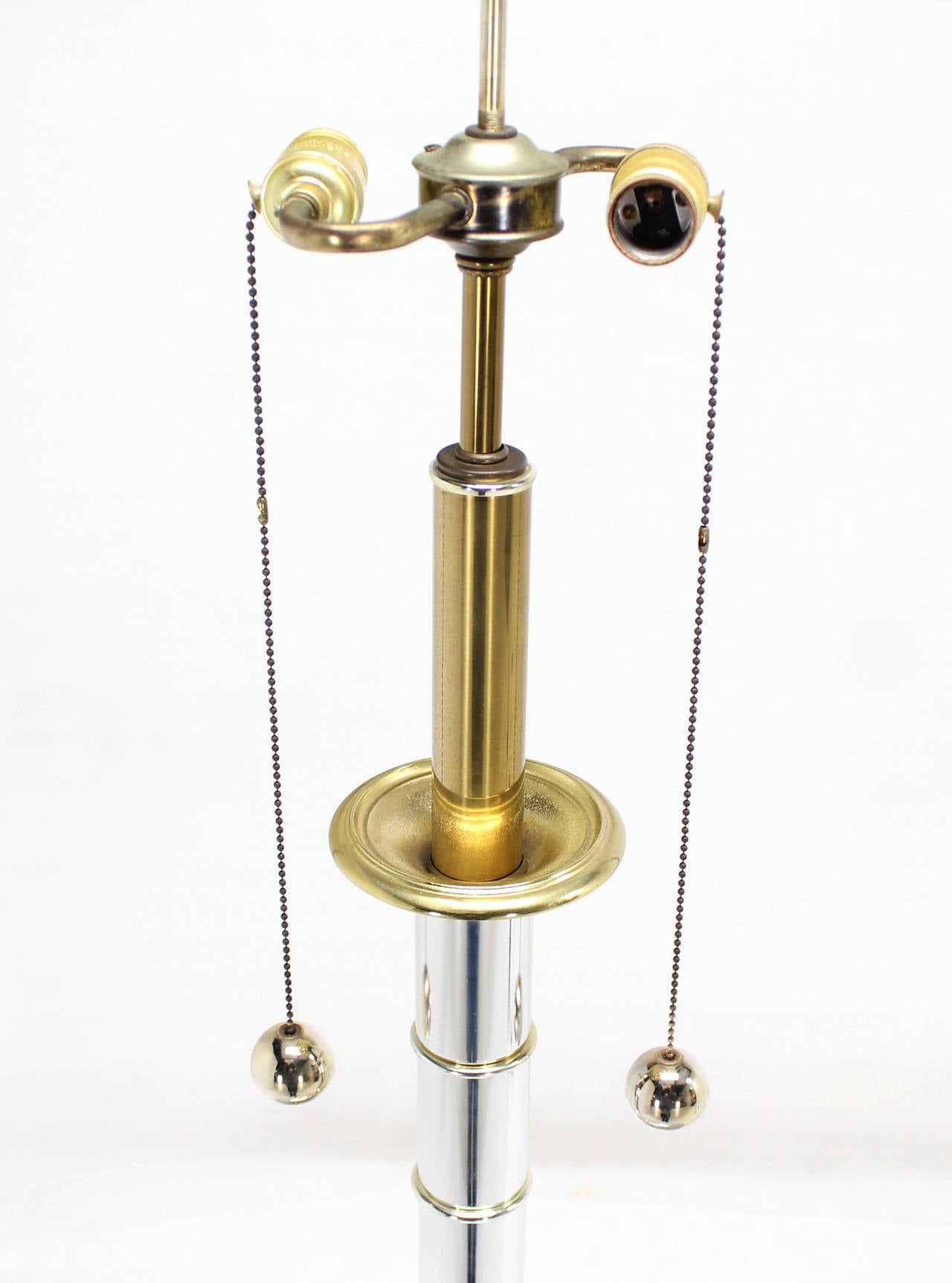 Faux Bamboo Chrome and Brass Table Lamp 1