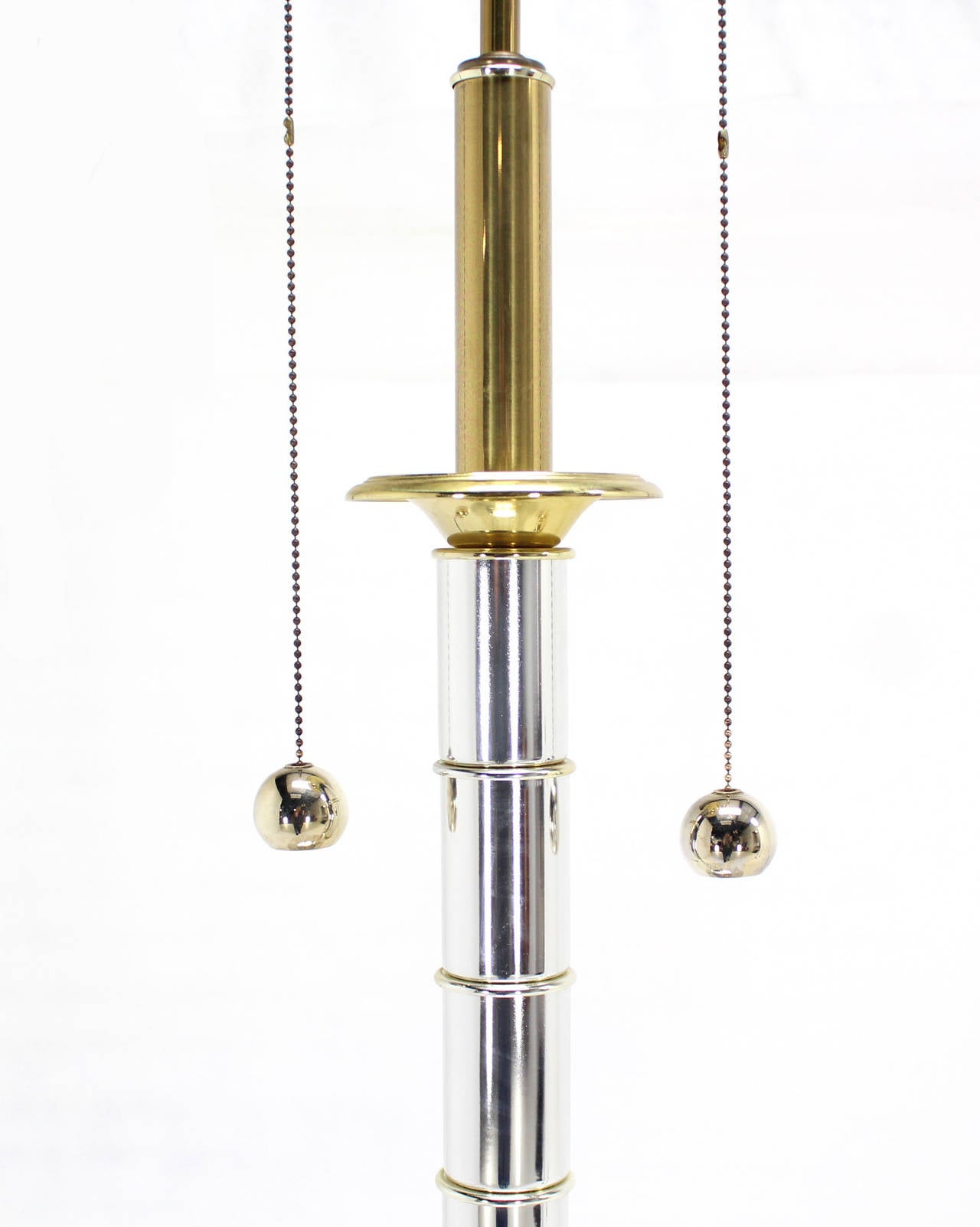 20th Century Faux Bamboo Chrome and Brass Table Lamp