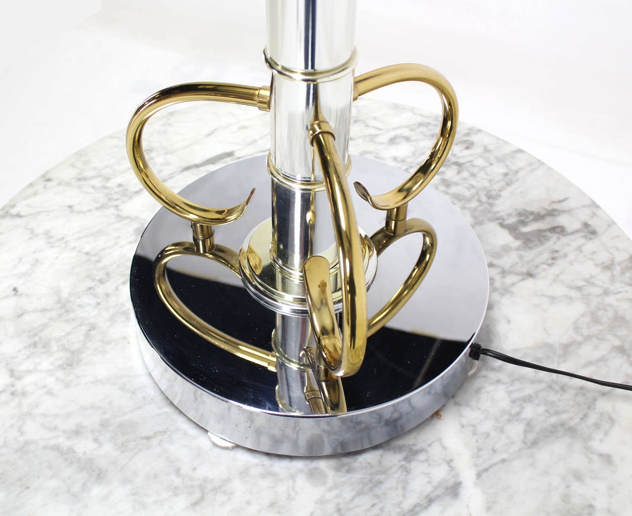 Polished Faux Bamboo Chrome and Brass Table Lamp