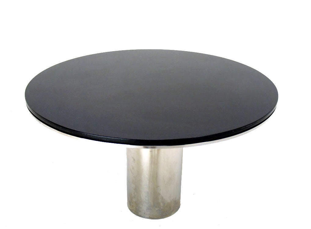High quality cratsmenship, granite top, weighted stainless steel polished base table.