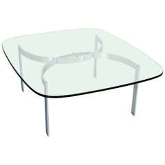 Mid-Century Modern Chrome and Glass-Top Coffee Table