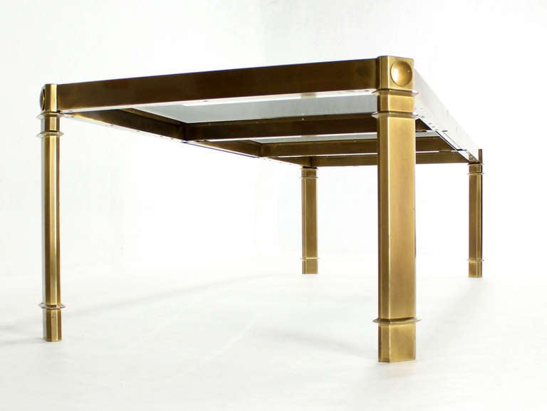 Very nice mid century modern dining table by Mastercraft with one 34" long extension.