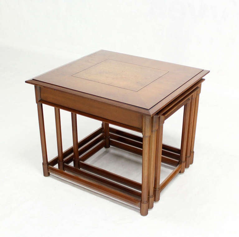 Fruitwood Set of Three Mid-Century Modern Nesting End Tables 