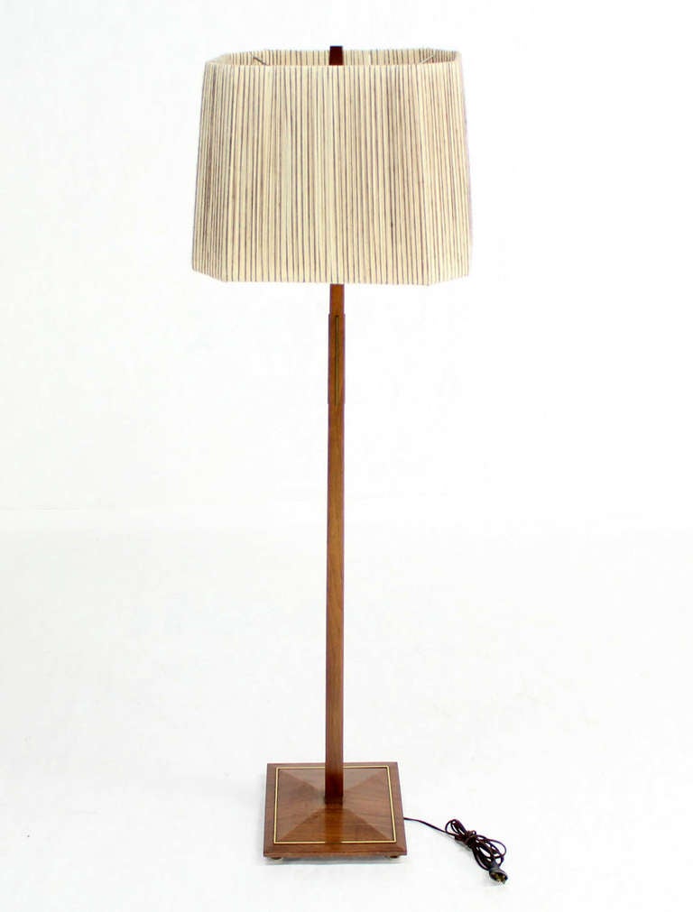 Mid-Century Modern Walnut and Brass Floor Lamps In Excellent Condition In Rockaway, NJ