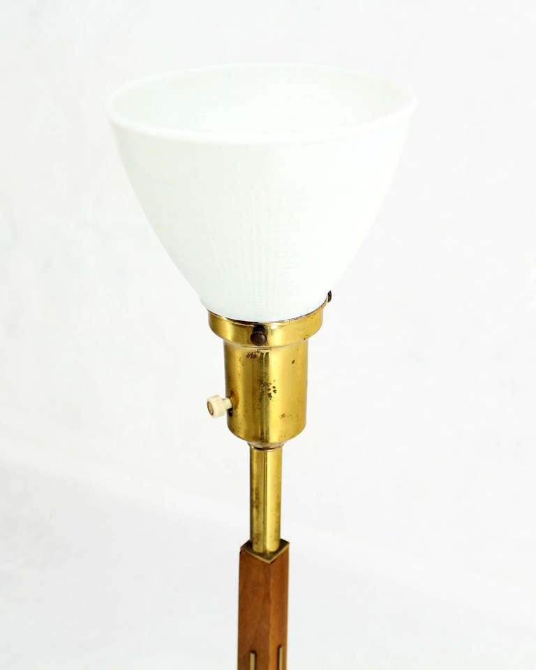 20th Century Mid-Century Modern Walnut and Brass Floor Lamps