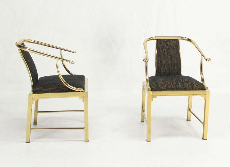 Mid-Century Modern Pair of Brass Barrel Back Chairs by Mastercraft 4
