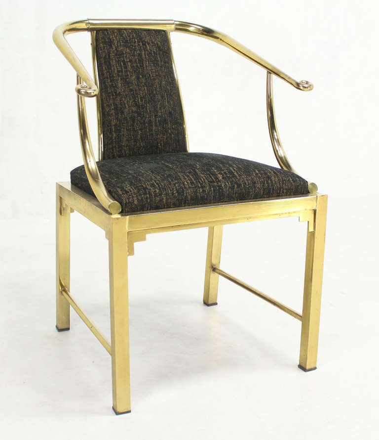 Mid-Century Modern Pair of Brass Barrel Back Chairs by Mastercraft 3