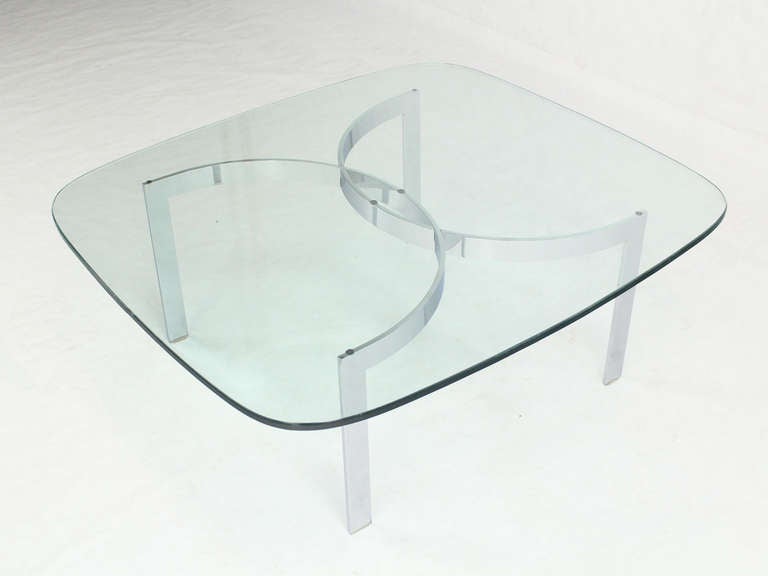 Mid-Century Modern Chrome and Glass-Top Coffee Table 3