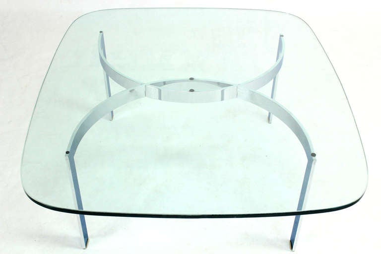 Mid-Century Modern Chrome and Glass-Top Coffee Table 4