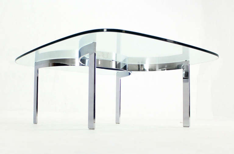 Mid-Century Modern Chrome and Glass-Top Coffee Table 5