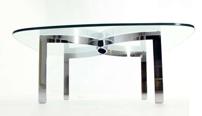 Mid-Century Modern Chrome and Glass-Top Coffee Table 2