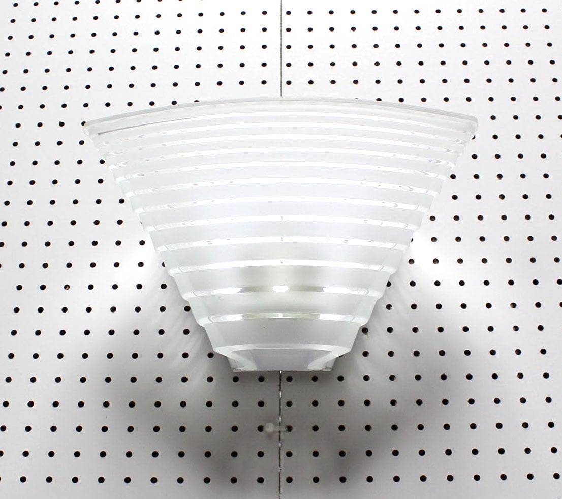 Mid-Century Modern Artemide Ribbed Pattern Glass Wall Sconce