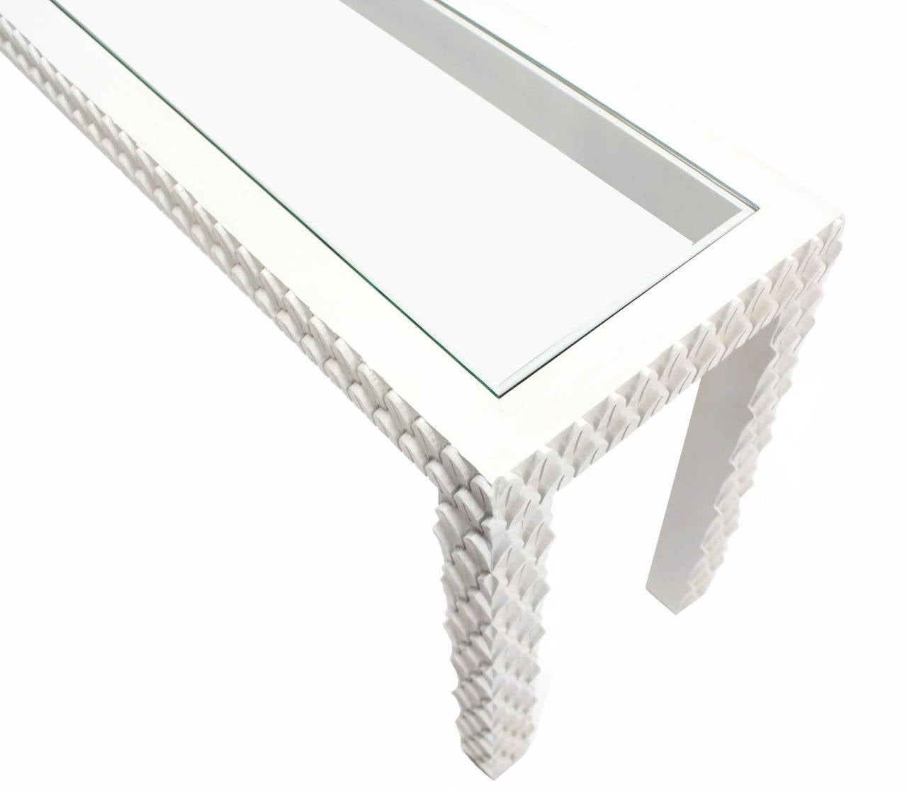 20th Century Pineapple Pattern Carved White Lacquer Console Table
