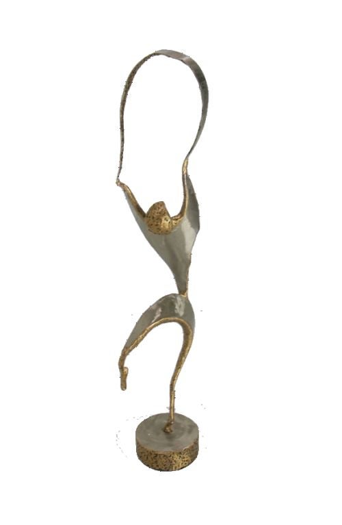 "Ribbon Dancer" Large 47" tall Modern Steel & Broze Sculpture