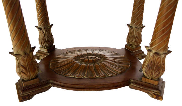 Elegant Carved Walnut Leather Top Oval Coffee Table Regency Style