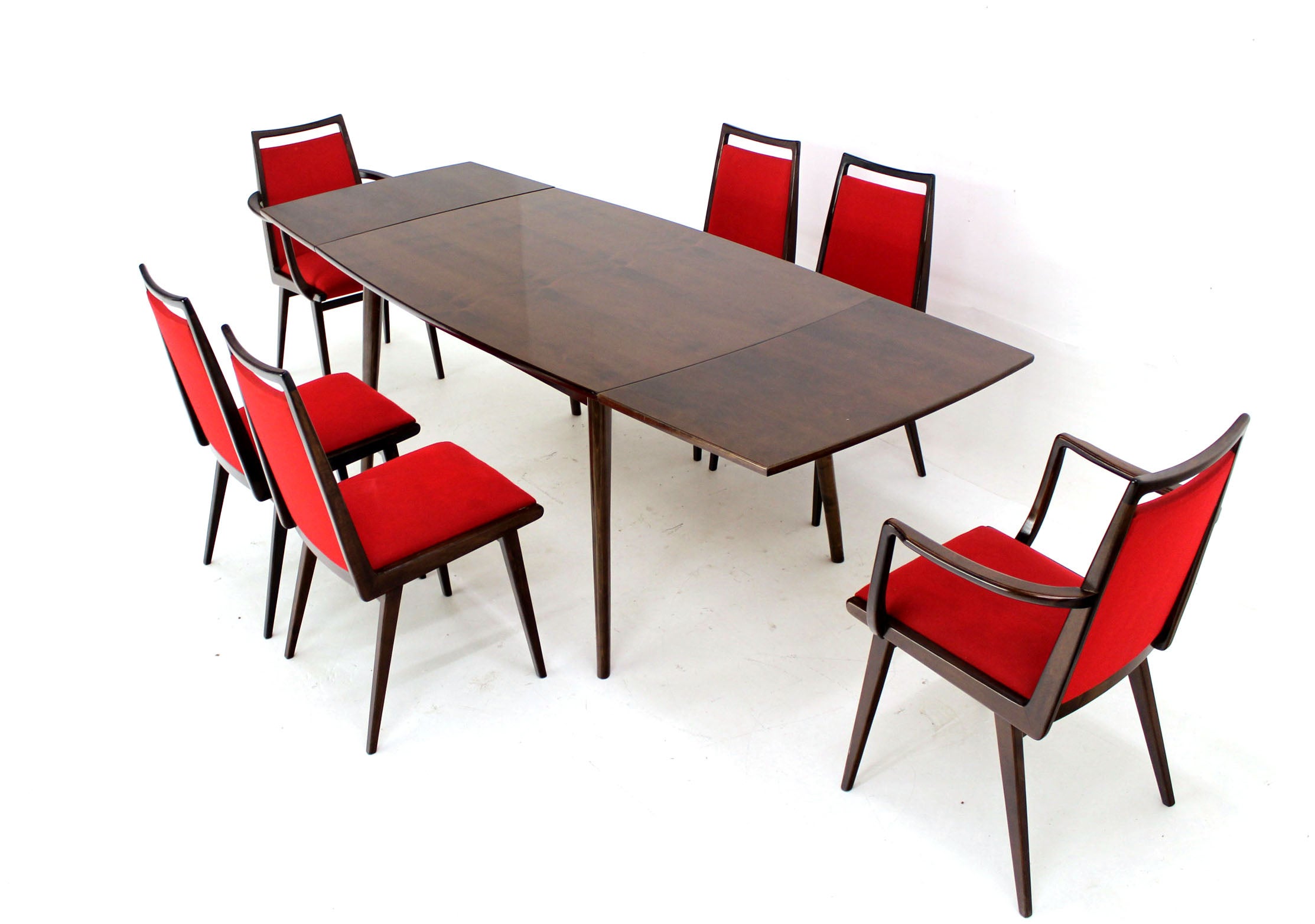 Mid-Century Danish Modern Dining Table with Six Chairs, Set