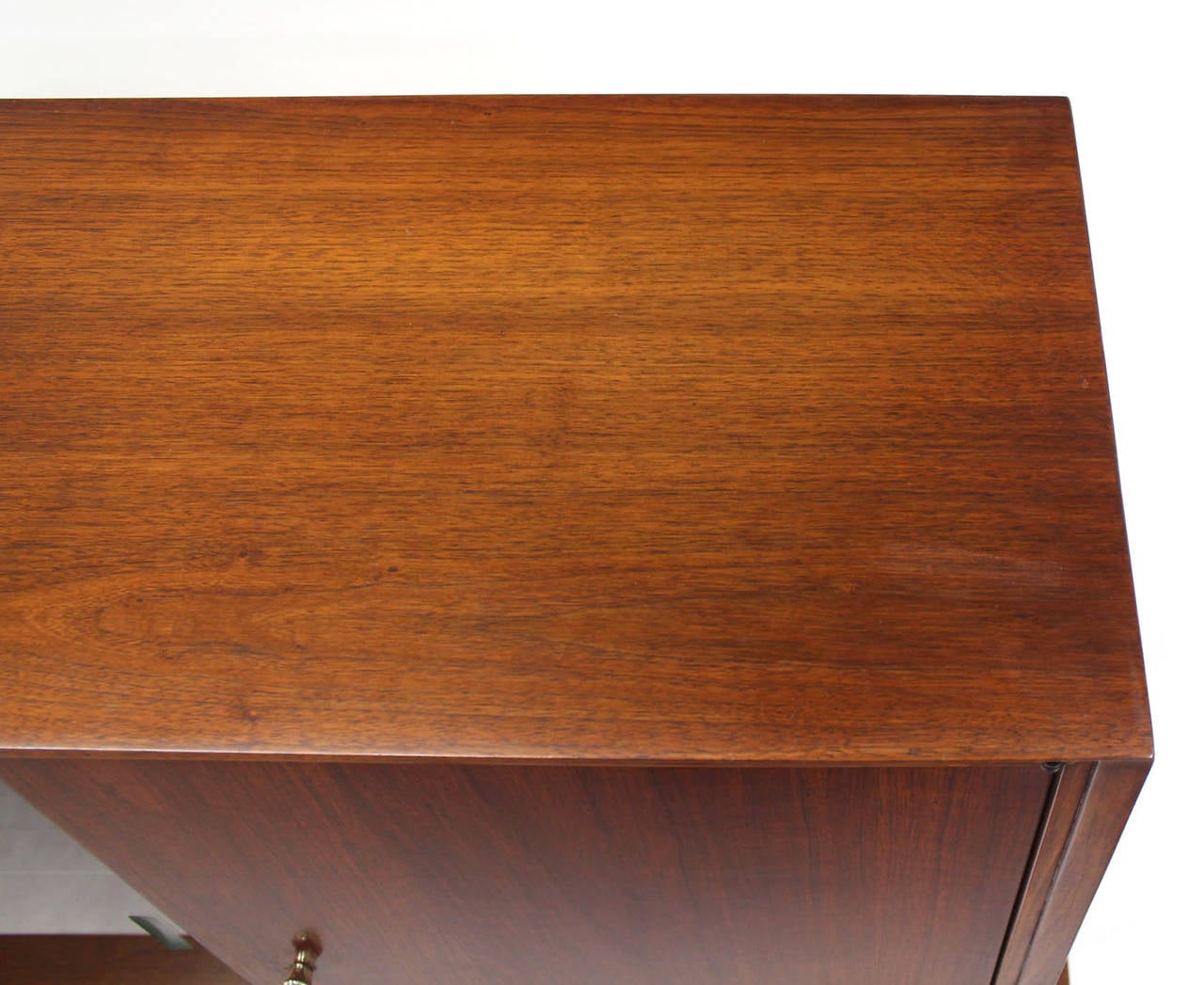 Lacquered Two Part Mid Century Modern Walnut Credenza or Low China Cabinet