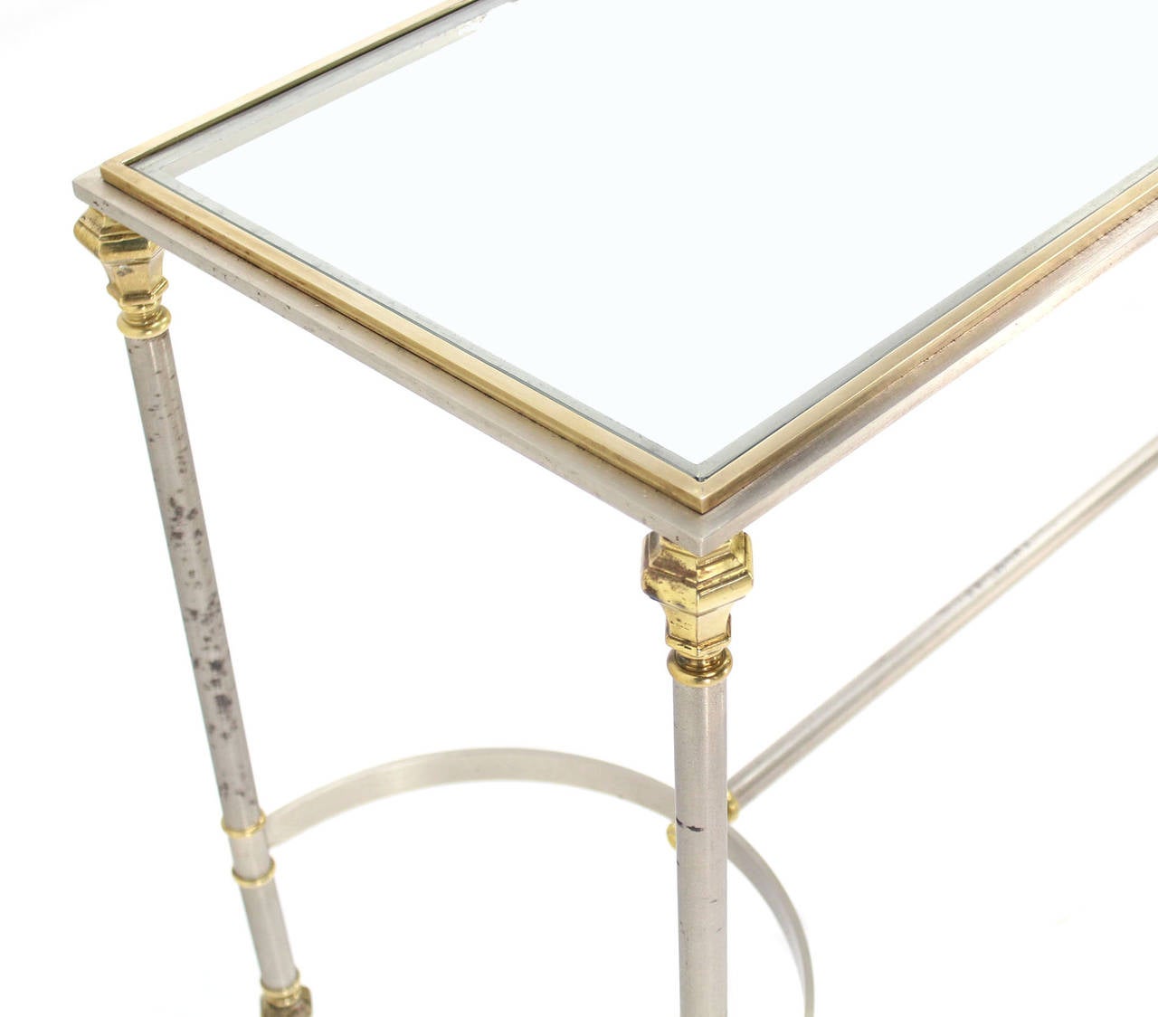 Brass, Chrome, and Glass-Top Console or Sofa Table In Excellent Condition For Sale In Rockaway, NJ