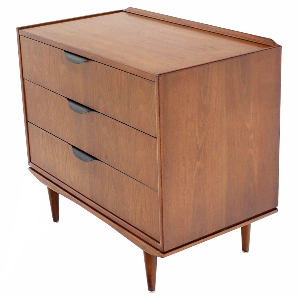 Three-Drawer Walnut Bachelor Chest or Dresser