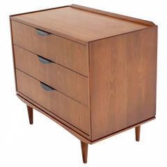 Three-Drawer Walnut Bachelor Chest or Dresser