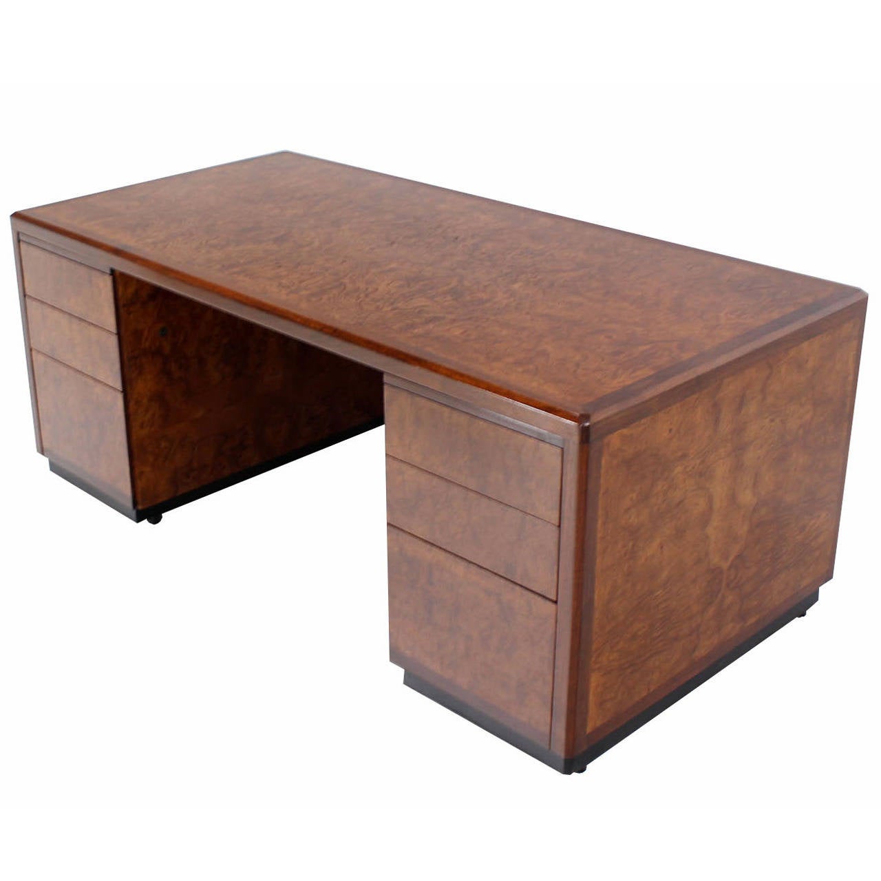 Large Executive Burl Wood Desk by Davis Allen at 1stdibs