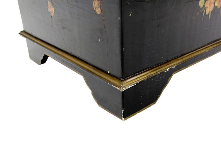 Oriental Hand Painted Black Lacquer Bar Chest Electric Lift Shelf 1