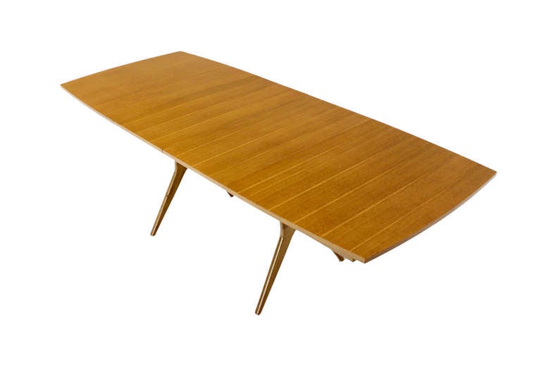 American Mid-Century Modern X-Base Dining Table with Two Extension Boards