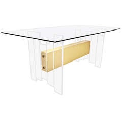 Mid-Century Modern Lucite and Glass-Top Dining or Writing Table