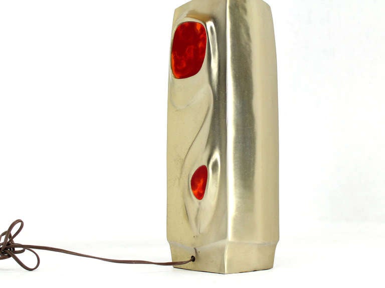 Mid-Century Modern Art Nouveau Style, Cast Metal Base Table Lamp 2