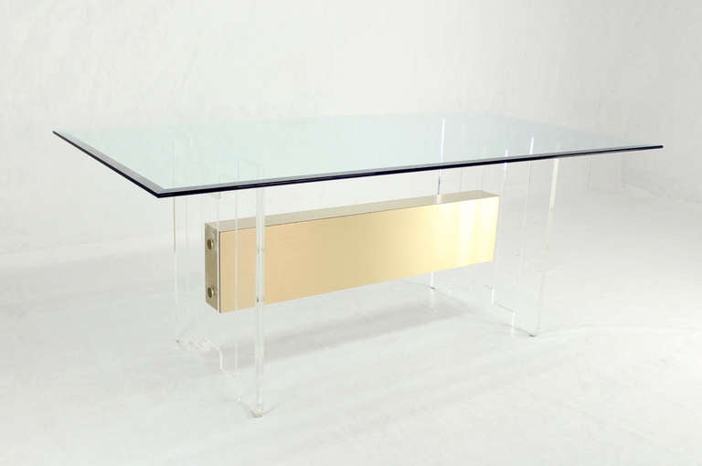 Mid-Century Modern Lucite and Glass-Top Dining or Writing Table 1