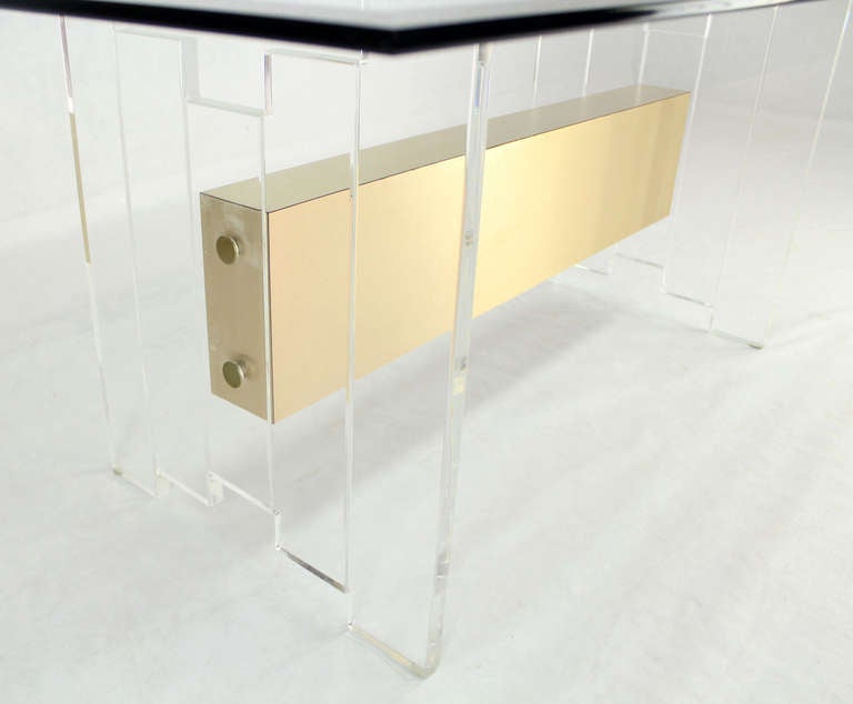 Mid-Century Modern Lucite and Glass-Top Dining or Writing Table In Excellent Condition In Rockaway, NJ