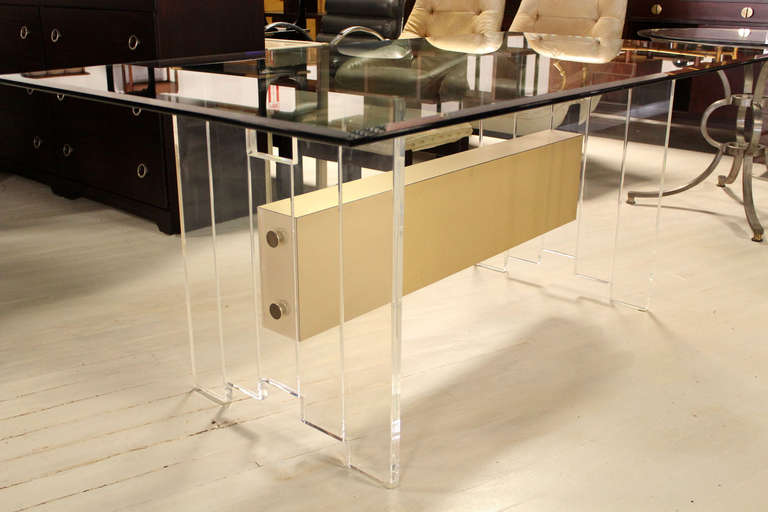 Very nice mid century modern lucite base and glass top dining table