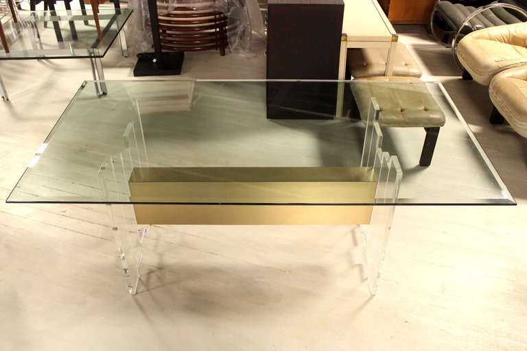 Mid-Century Modern Lucite and Glass-Top Dining or Writing Table 2