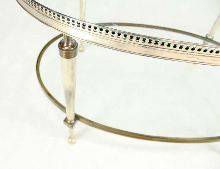 20th Century Mid-Century Modern Silver Plate Jansen Style, Two-Tier Oval Coffee or Side Table