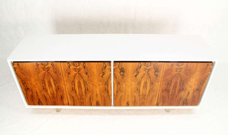 Mid-Century Modern Long Dresser Credenza with Rosewood Doors and Lucite Base 1