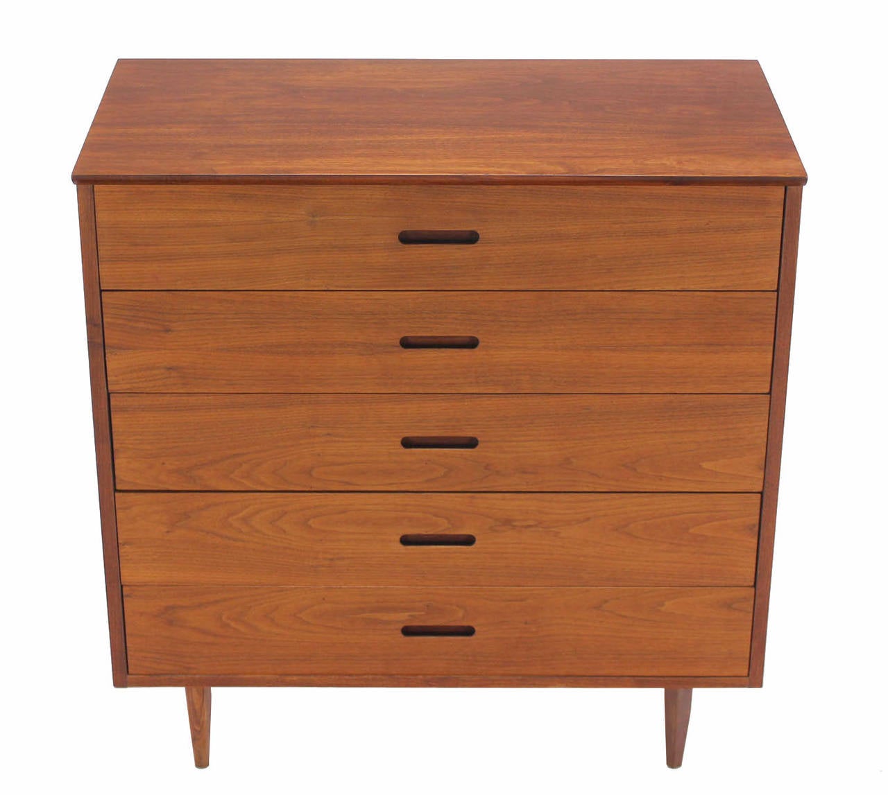 Very nice oiled walnut high chest dresser possibly designed by George Nelson.