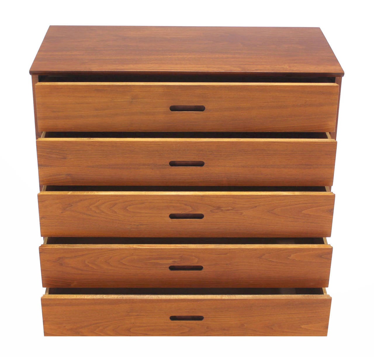 20th Century Oiled Walnut Five-Drawer High Chest