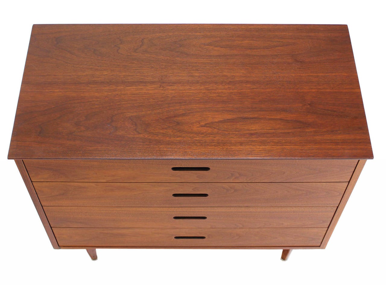 American Pair of Oiled Walnut Mid-Century Modern Bachelor Chests or Cabinets