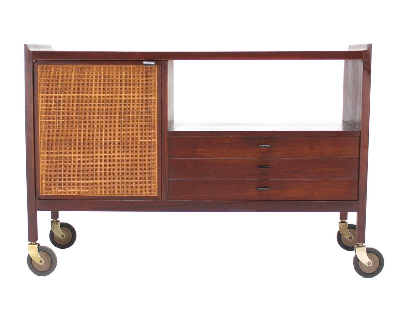 Very nice mid-century modern bar cart cabinet on wheels.