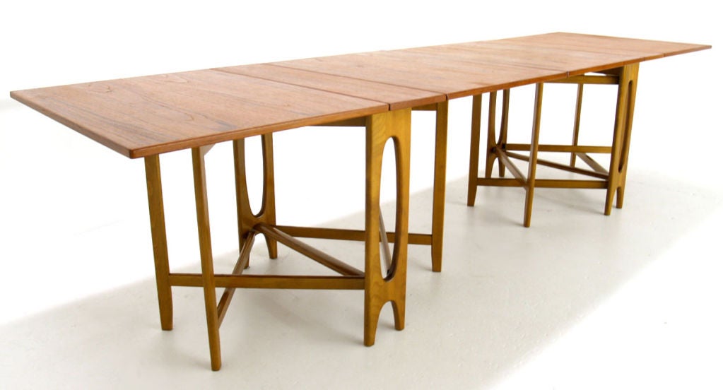 Copact design gateleg dining table in style of Bruno Mathsson. It can be set up as a pair of 59x35x29