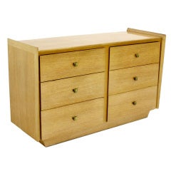 American Mid Century Modern Cerused Bleached Oak Dresser Cabinet